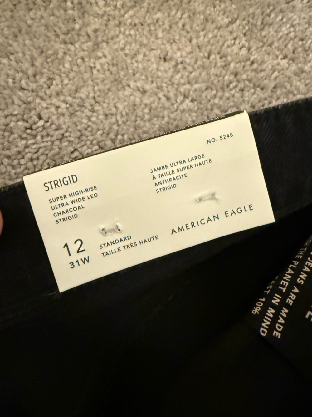 NWT Sz 12R American Eagle "Strigid" Super High Rise Ultra-Wide Leg Charcoal Jean - Picture 7 of 15